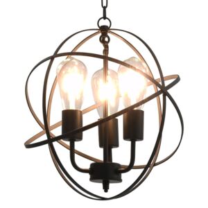 VidaXL Viseća svjetiljka crna kuglasta s 3 žarulje E27