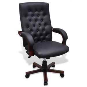 VidaXL Chesterfield uredska stolica od umjetne kože, crna