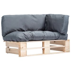 VidaXL Vrtna sofa od paleta sa sivim jastucima borovina