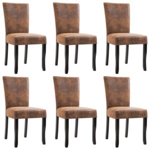 VidaXL Blagovaonske stolice od umjetne brušene kože 6 kom smeđe