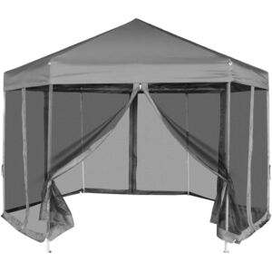 VidaXL Heksagonalni Pop-Up Šator sa 6 Panela Sivi 3,6x3,1 m