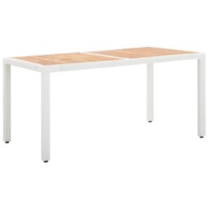 VidaXL Vrtni stol bijeli 150 x 90 x 75 cm poliratan i masivno bagremovo drvo