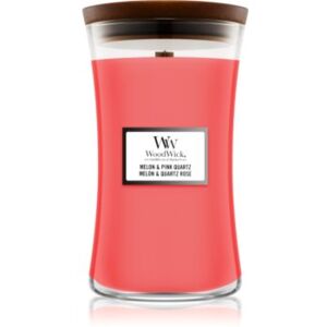 Woodwick Melon & Pink Quarz mirisna svijeća s drvenim fitiljem 609,5 g