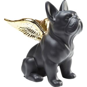 Ukrasna figura Sitting Angel Dog Gold-Black