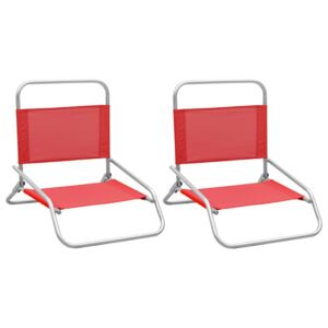 VidaXL Sklopive stolice za plažu od tkanine 2 kom crvene