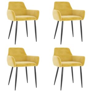 VidaXL Blagovaonske stolice 4 kom boja senfa baršunaste