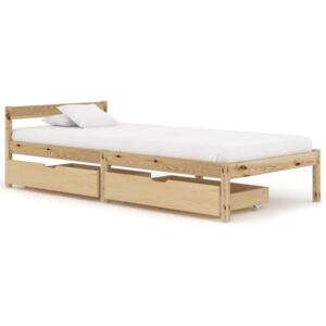 VidaXL Okvir za krevet s 2 ladice 90 x 200 cm od masivne borovine