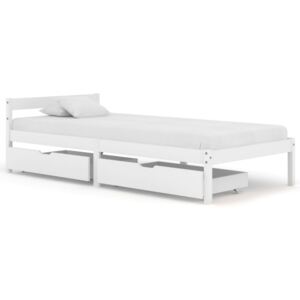 VidaXL Okvir za krevet s 2 ladice bijeli 90 x 200 cm masivna borovina
