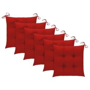 VidaXL Jastuci za stolice 6 kom crveni 40 x 40 x 7 cm od tkanine
