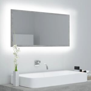 VidaXL LED kupaonsko ogledalo siva boja betona 90x8,5x37 cm od iverice