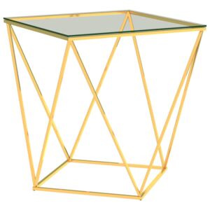 VidaXL Stolić za kavu zlatno-prozirni 50 x 50 x 55 cm nehrđajući čelik