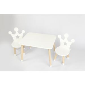 Dječji stol sa stolicama - Kruna - bijela boja Kids table set - crown