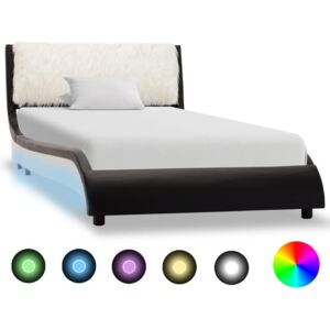 VidaXL Okvir za krevet od umjetne kože LED crno-bijeli 90 x 200 cm
