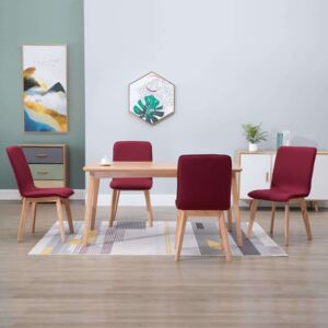 Blagovaonske stolice od tkanine i hrastovine 4 kom crvene