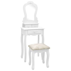 Toaletni stolić sa stolcem bijeli 50x59x136 cm drvo paulovnije