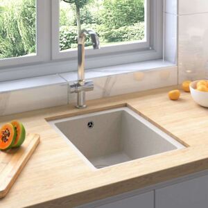 Kuhinjski sudoper s otvorom protiv prelijevanja bež granitni