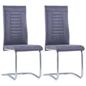 Konzolne blagovaonske stolice sive 2 kom umjetna brušena koža