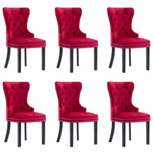 Blagovaonske stolice 6 kom crvena boja vina baršunaste