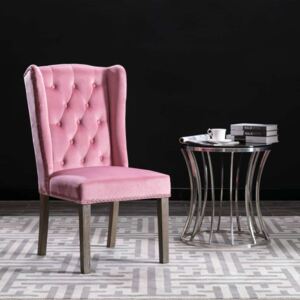 Blagovaonska stolica ružičasta baršunasta