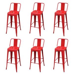 Barski stolci 6 kom crveni čelični