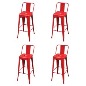 Barski stolci 4 kom crveni čelični
