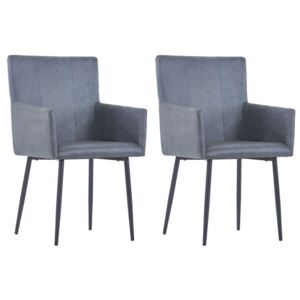 Blagovaonske stolice od umjetne brušene kože 2 kom sive