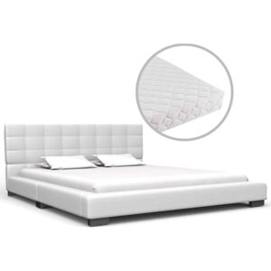 Krevet od umjetne kože s madracem bijeli 140 x 200 cm