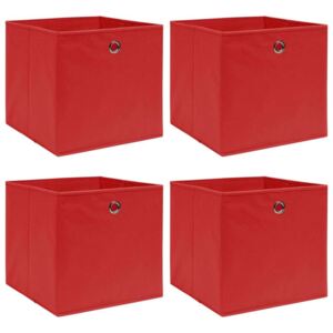 Kutije za pohranu 4 kom crvene 32 x 32 x 32 cm od tkanine