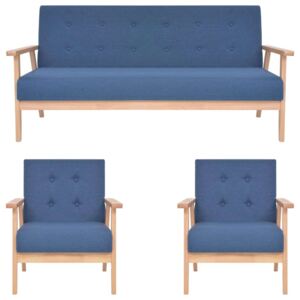3-dijelni set sofa od tkanine plavi