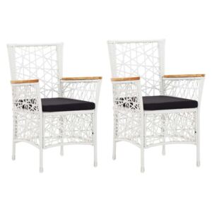 Vrtne stolice s jastucima 2 kom od poliratana bijele