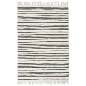 Ručno tkani tepih Chindi od pamuka 160 x 230 cm antracit-bijeli