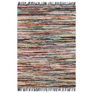 Ručno tkani tepih Chindi od kože 80 x 160 cm raznobojni