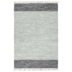 Ručno tkani tepih Chindi od kože 160 x 230 cm sivi