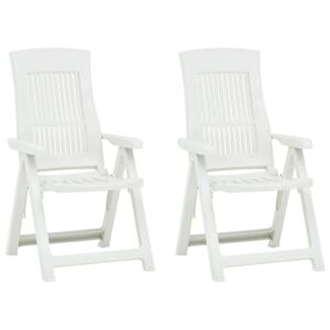 Vrtne nagibne stolice 2 kom plastične bijele