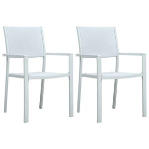 Vrtne stolice 2 kom bijele plastične s izgledom ratana