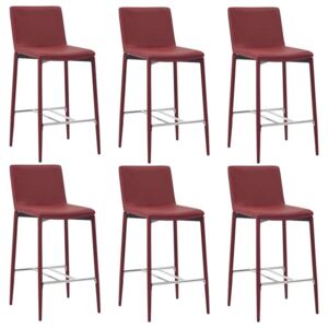 Barske stolice od umjetne kože 6 kom crvena boja vina