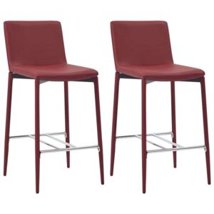 Barske stolice od umjetne kože 2 kom crvena boja vina