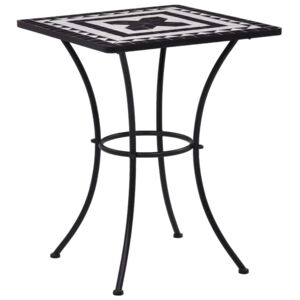 Bistro stolić s mozaikom crno-bijeli 60 cm keramički