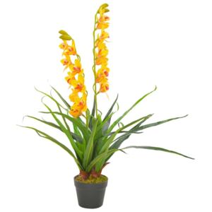 Umjetna orhideja s posudom žuta 90 cm