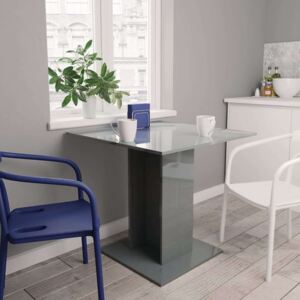 Blagovaonski stol visoki sjaj sivi 80 x 80 x 75 cm od iverice