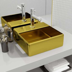 Umivaonik s otvorom za slavinu 38x30x11 5 cm keramički zlatni