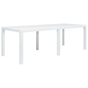 Vrtni stol bijeli 220 x 90 x 72 cm plastika s izgledom ratana