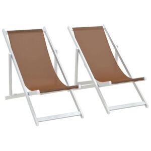 Sklopive stolice za plažu od aluminija i tekstilena 2 kom smeđe