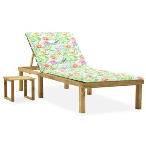 VidaXL Vrtna ležaljka sa stolićem i jastukom od impregnirane borovine