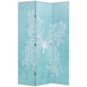 Sklopiva sobna pregrada s uzorkom leptira 120 x 170 cm plava