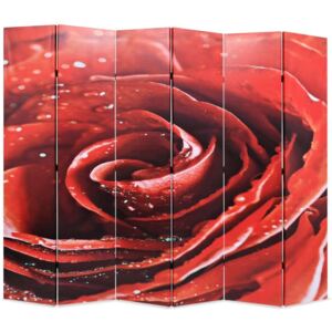 Sklopiva sobna pregrada sa slikom crvene ruže 228 x 170 cm