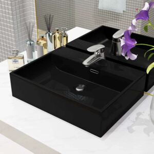 Umivaonik s otvorom za slavinu keramički crni 51 5 x 38 5 x 15 cm