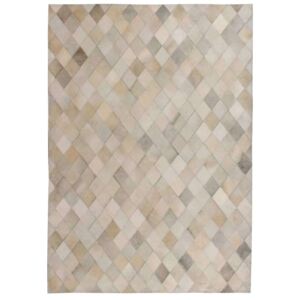Tepih od prave kože s pačvorkom u obliku dijamanta 80 x 150 cm sivi