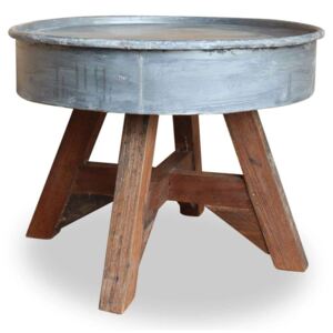 Stolić za kavu od masivnog obnovljenog drva 60x45 cm srebrni