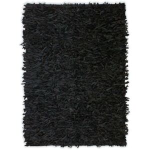 Čupavi tepih od prave kože 120x170 cm crni